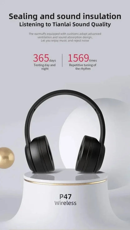 P47 Wireless Bluetooth Headphone With Microphone Foldable Headsets Bass HiFi Sound Music Stereo Earphone For Smartphones TV Game