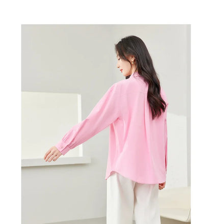 VIMLY Spring Formal Shirts Women 2026 Cotton Lyocell Button Up Shirts & Blouses Long Sleeve Top Office Wear for Woman M5889