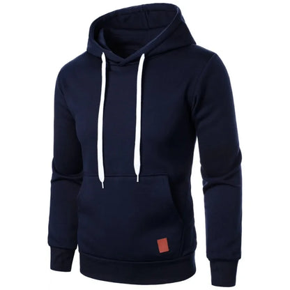 Mens Casual Hooded Collar Drawstring Hoodies Sweatshirts Long Sleeve Shirts Outdoor Streetwear Solid Color Lightweight Pullover