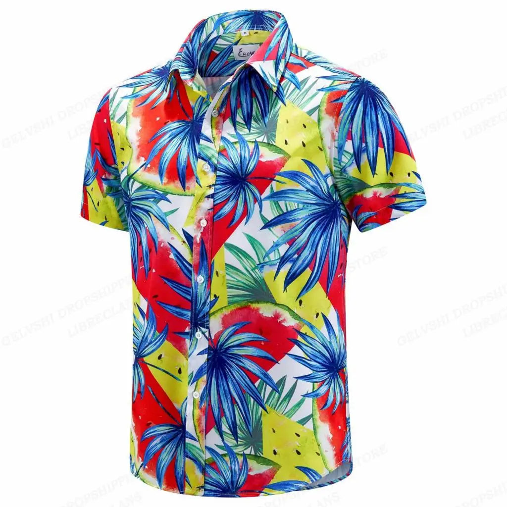 Floral Hawaiian Shirt Tropic Leaf 3d Printed Shirts Men Women Fashion Oversized Blouse Men's Vocation Lapel Beach Camisas
