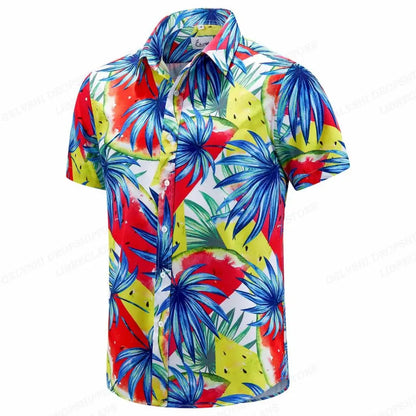 Floral Hawaiian Shirt Tropic Leaf 3d Printed Shirts Men Women Fashion Oversized Blouse Men's Vocation Lapel Beach Camisas