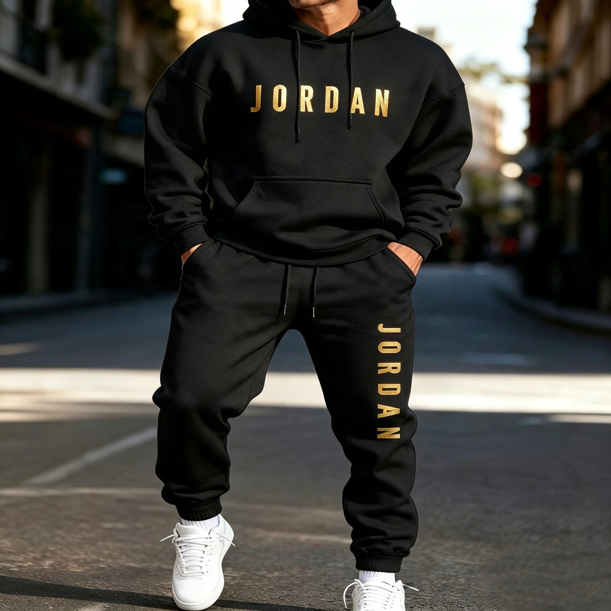 2 piece set man outfit Men's printed sports suit hoodie and sweatpants two-piece set suitable for casual sports street wear