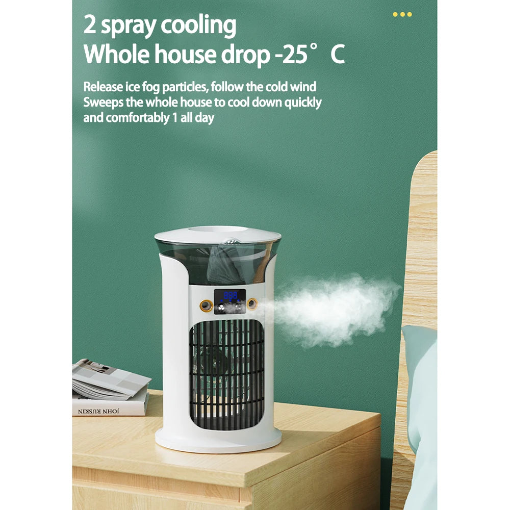 Mute Desktop USB Mini Portable Air Conditioner Fan for Room Home Camping Humidifier Water Mist Cooling Fan Night Lamp Air Cooler