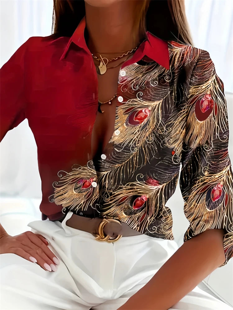Hot Ladies Shirt 3D Print Long Sleeve Loose Shirts Hawaiian Shirts Fashion and Casual Character Size Comfortable Fabric