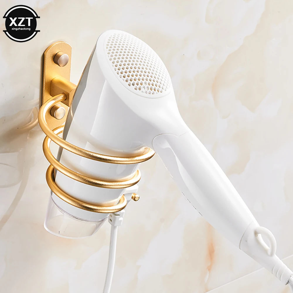 Hair Dryer Organizer Rack - Wall Mounted Aluminum Holder for Hairdryer and Straightener