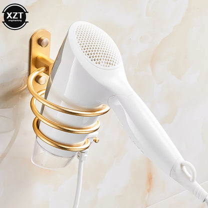 Hair Dryer Organizer Rack - Wall Mounted Aluminum Holder for Hairdryer and Straightener