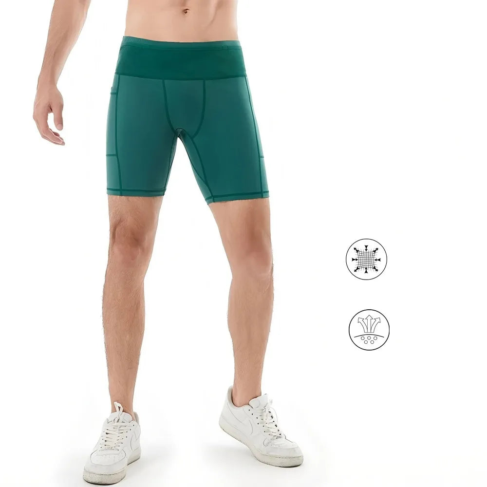 Summer New  Men's 3.0 Multipocket Compression Shorts Quick Dry Marathon Running Jogging Cycling Fitness Exercise Tight Shorts