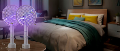 2 in 1 Mosquito swatter Electric Fly Bug Killer Lamp Zapper with 1200mAh Battery USB charge with Safety Mesh for Indoor,Outdoor