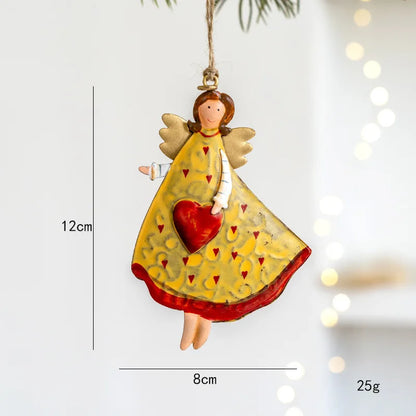 Retro Iron Christmas Angel Pendant - Country Tree Decoration - ZOOMNSTORE