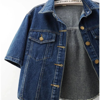 Fashionable New Versatile Short Sleeved Denim Jacket for Women Loose Korean Version Top Small Shawl Cardigan for Outerwear