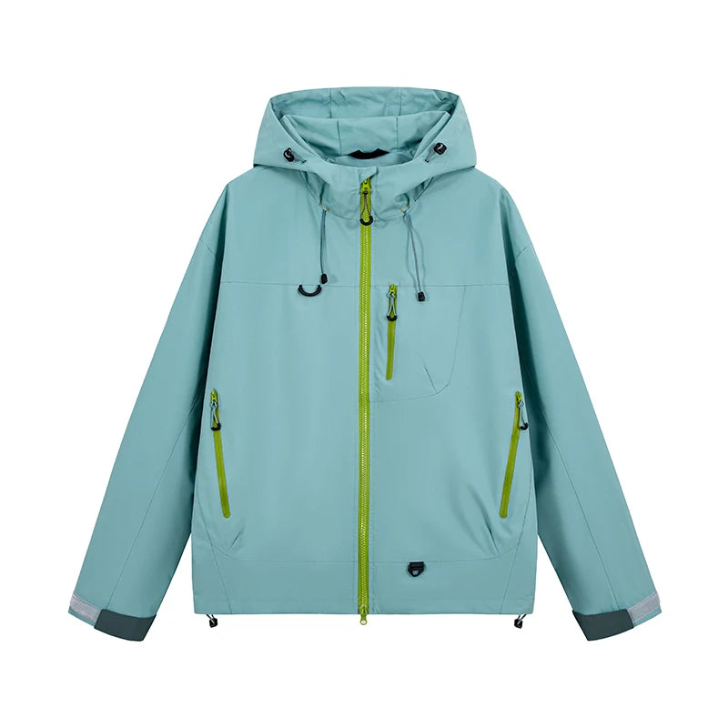 Waterproof Hiking Jacket – Lightweight Polyester Windbreaker With Storm Hood