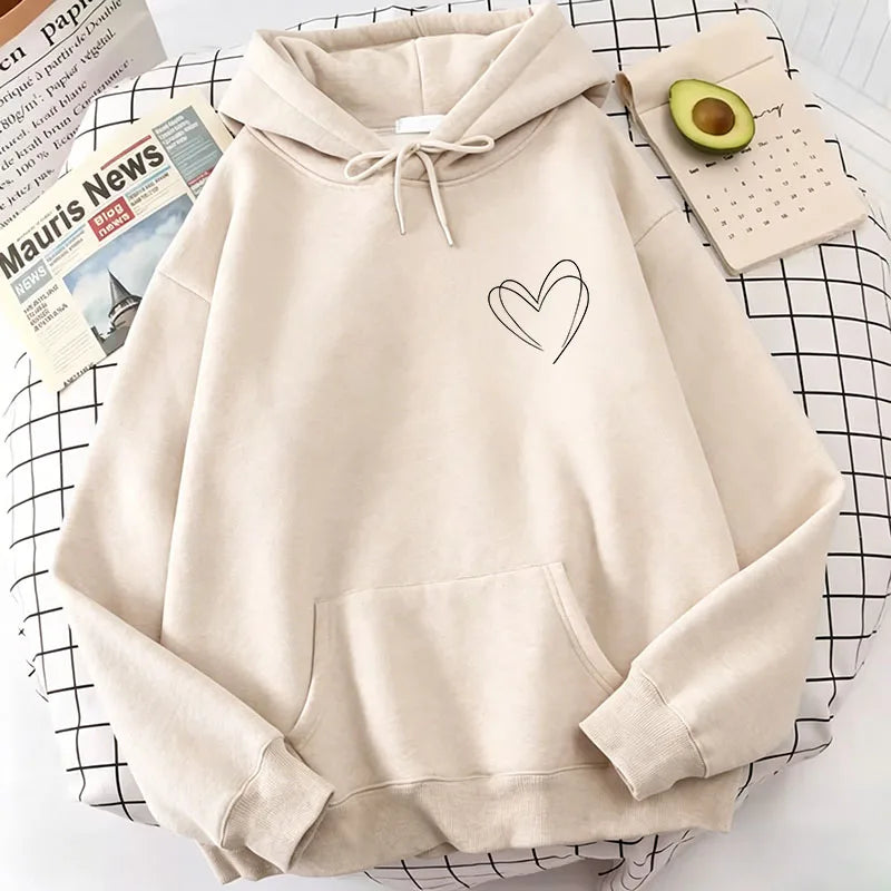 Fashion Women love heart Print Hoodies Spring Autumn Winter Casual Hoodies Sweatshirts Tops Hoodie Sweatshirt