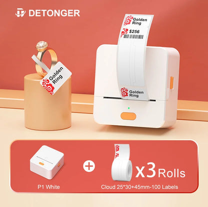 Self-adhesive Jewelry Label for DETONGER P1 Mini Portable Thermal Label Printer Wireless Inkless Logo Sticker Printer