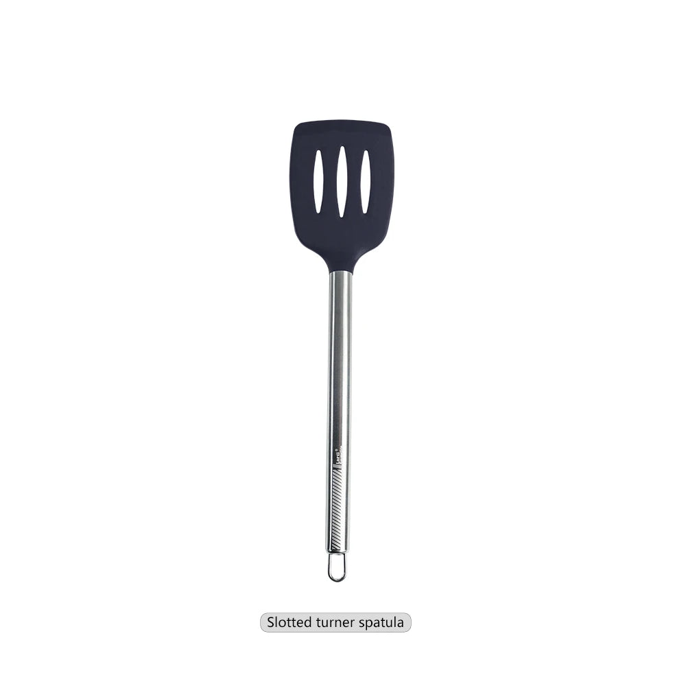 Silicone Kitchen Utensils – Heat Resistant Cooking Tool Sets with Stainless Steel Handle