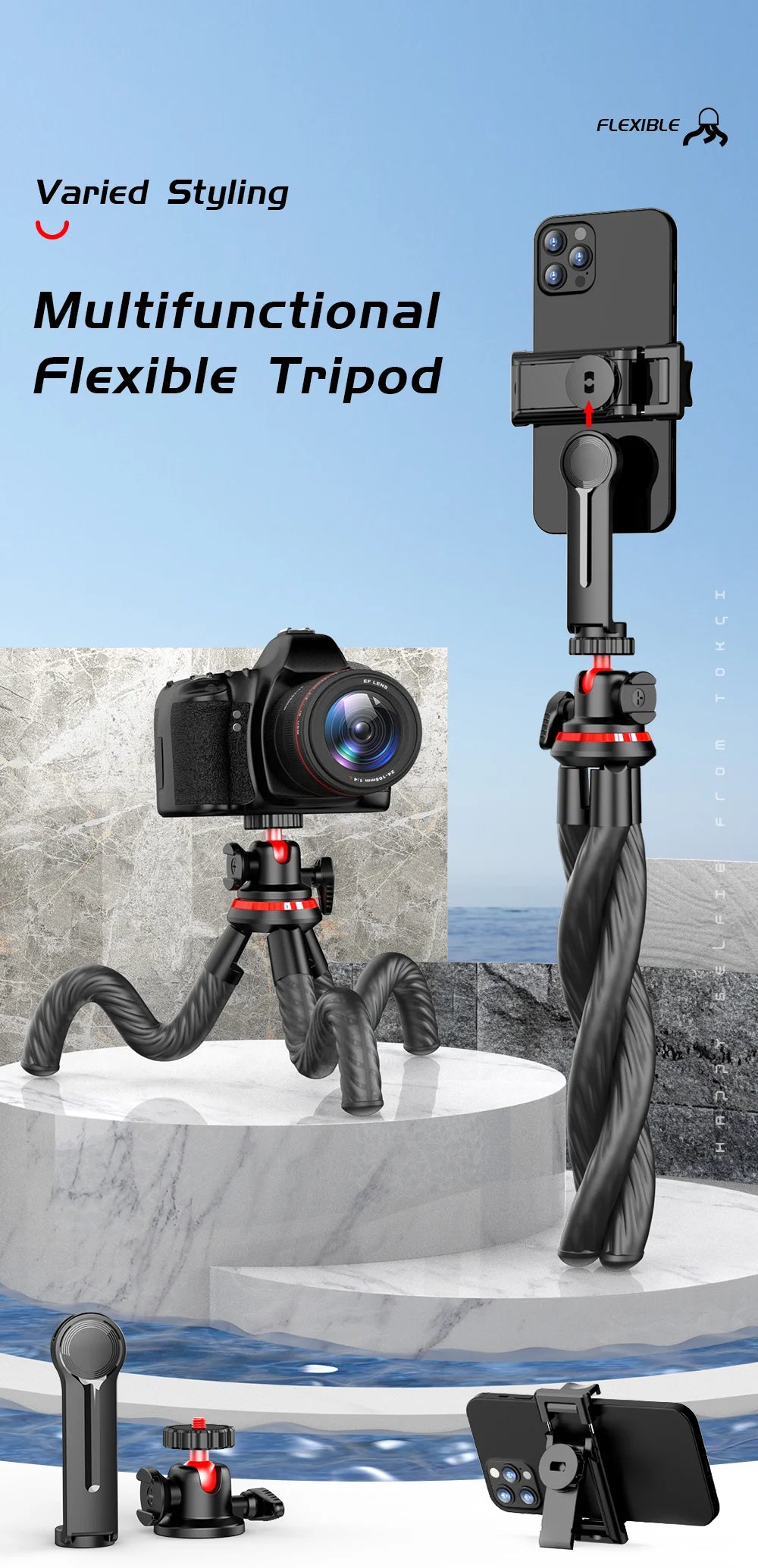 Wireless Bluetooth Selfie Stick for Smartphone Gopro Tripod for DSLR Camera with Octopus Legs for Xiaomi iPhone Huawei Samsung