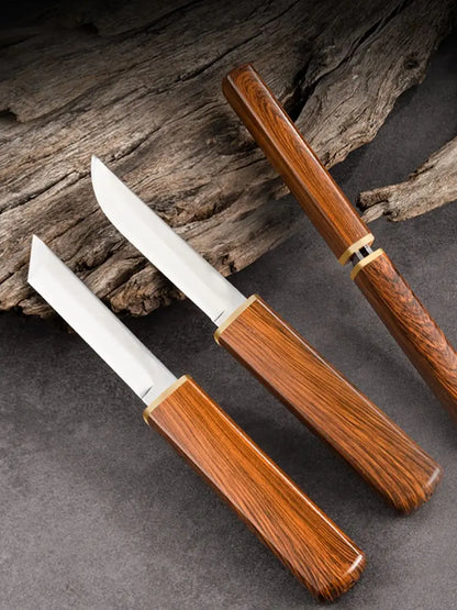2-in-1 Stainless Steel Utility Knife - Outdoor Paring  Meat Cutter