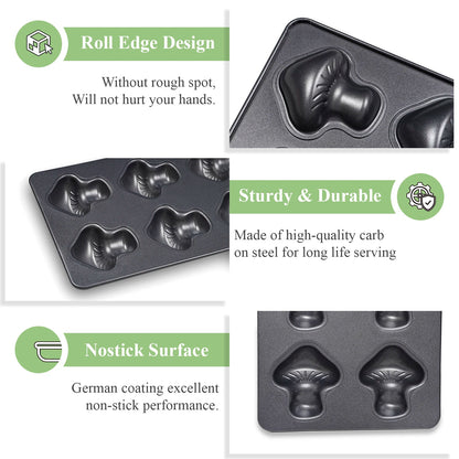 Carbon Steel Cake Pan - 6 Cavity Flower Muffin Mold Non Stick Durable Baking Tray