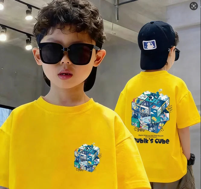 Nickelodeon Best-selling NickSpringSoft and Comfortable Children's Cartoon Print Pure Cotton T-Shirt for Kids(Short-Sleeved Top)