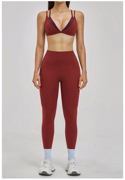 Yoga Sets 2PCS Women's Tracksuit Fitness Outfits Sportswear Workout Set Sports Bra High Waist Leggings Gym Clothing Sports Suits