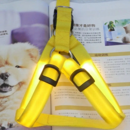 Fashion LED Electronic Pet Harness Nylon Dog Accessories Flashing Light Pet Leash Rope Belt Dog Glowing Vest Pet Supplies