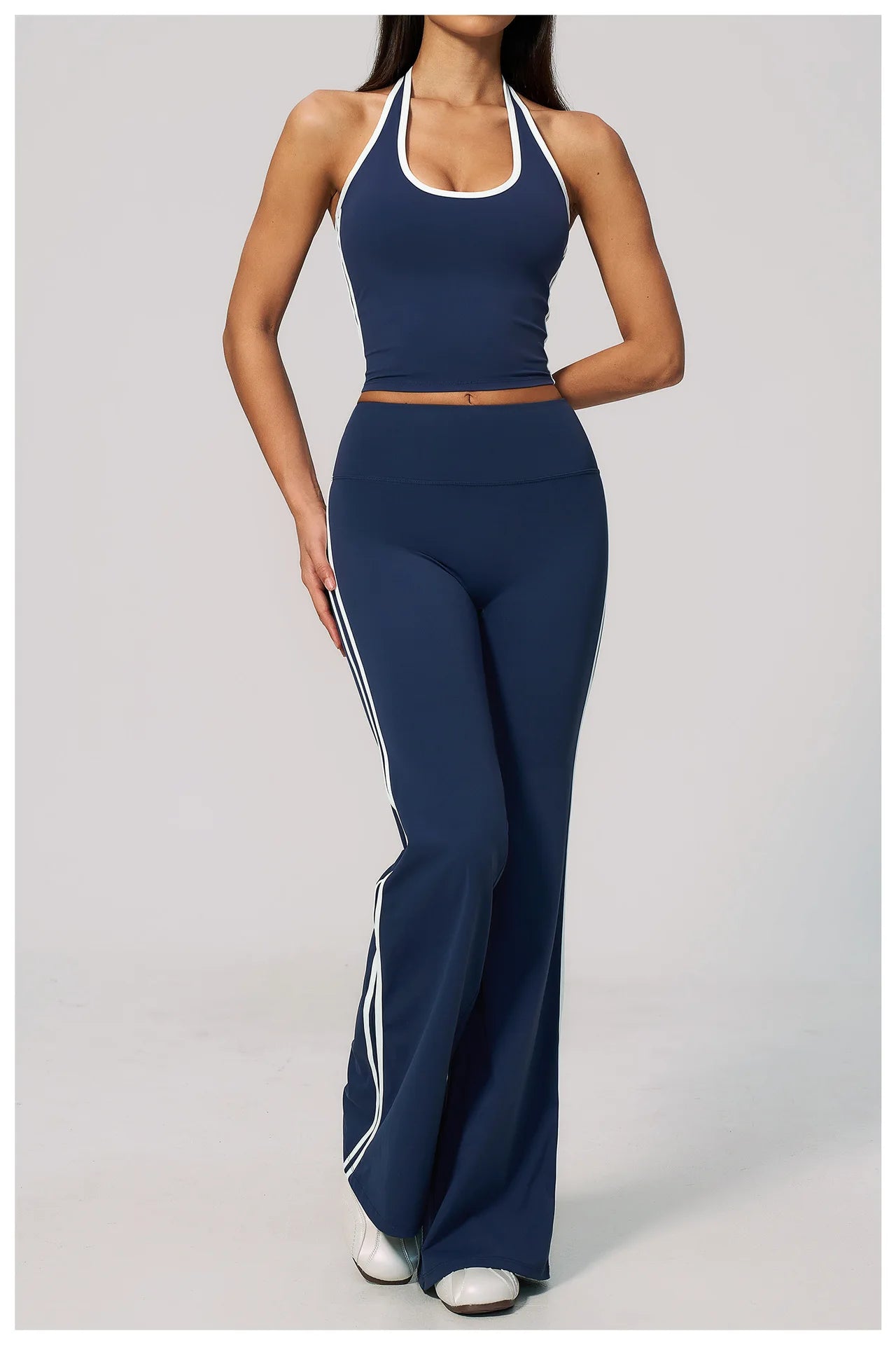 2 Pieces Workout Suit Women Yoga Outfits Athletic Wear Shockproof Halter Sports Bra High Waist Butt Lift Yoga Pants Fitness Suit