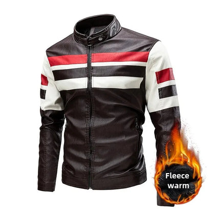 Mens Leather Motorcycle Jacket - Fashionable Casual Vintage Spring Autumn Wear