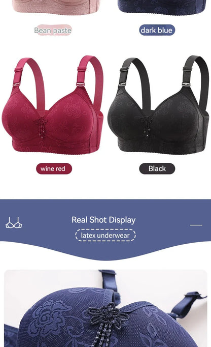 Ladies Ultra-thin Without Steel Ring Fashionable Printing Adjustable Underwear Seamless Breathable Gathering Anti Sagging Bra