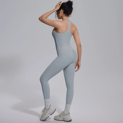 Quick Drying Legging Outdoor Running Yoga Set for Womans High Waisted Push Up Female Pants Gym Sexy Beautiful Back Vest Yoga Set