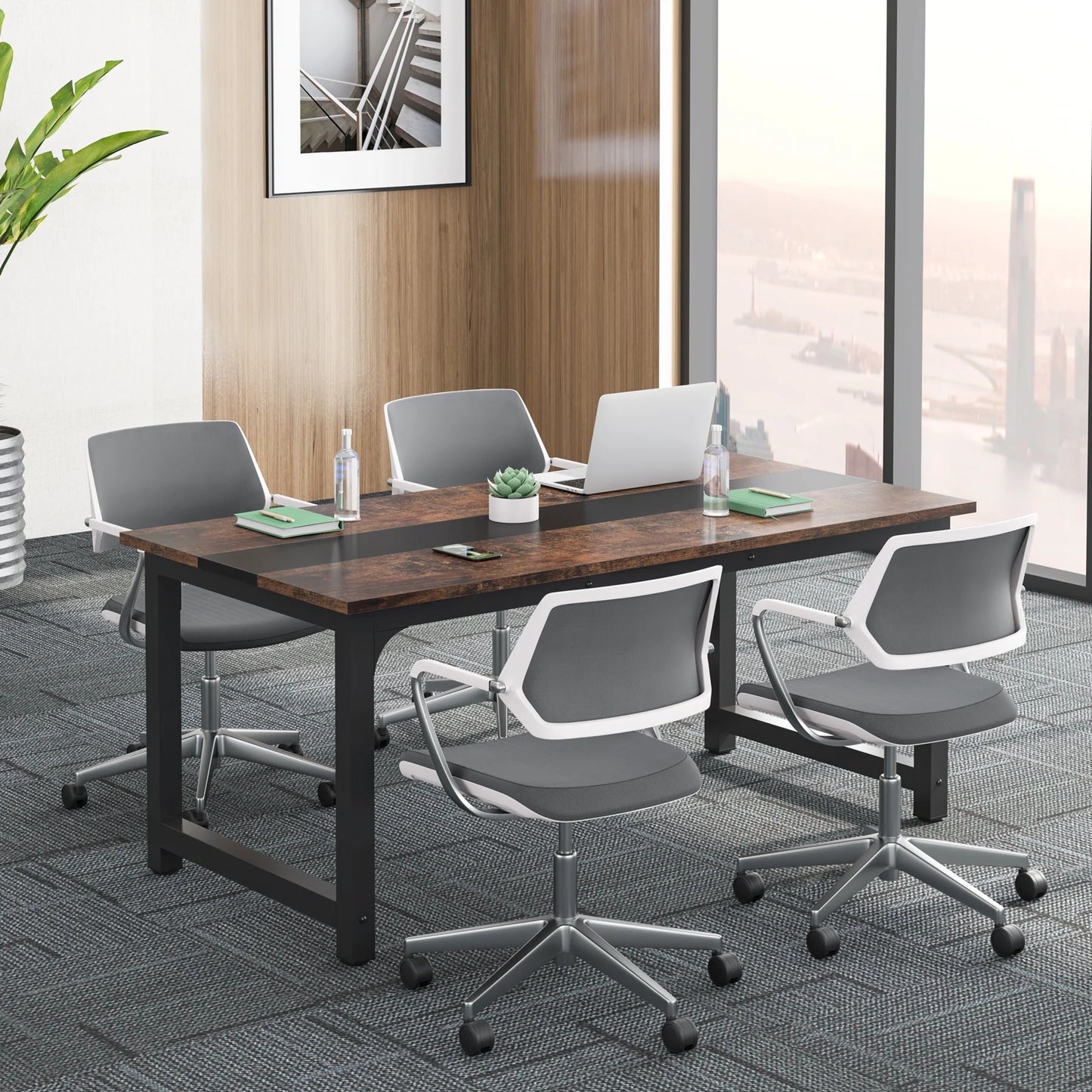 Large Office Desk | Modern Computer Desk - Spacious Writing Workstation for Home Office
