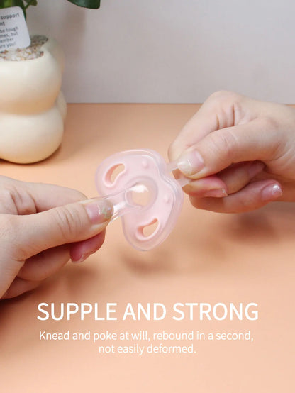 3Pcs Baby Apple Pacifier Set Silicone Soother with Spring pacifier chain and PP storage Box 100% BPA Free Portable Pacifier Set