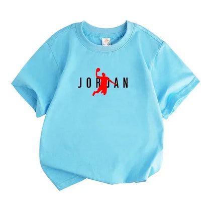 Summer Casual Kids T-shirt Breathable Cotton Jordan Print Short Sleeve Sport Tees Fashion Boy Girl Clothes