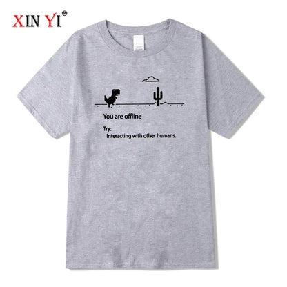 Men's High Quality Cotton Blend Funny Dinosaur Print T Shirt Loose O-neck Men Tshirt Short Sleeve T-shirt Male Tees Tops