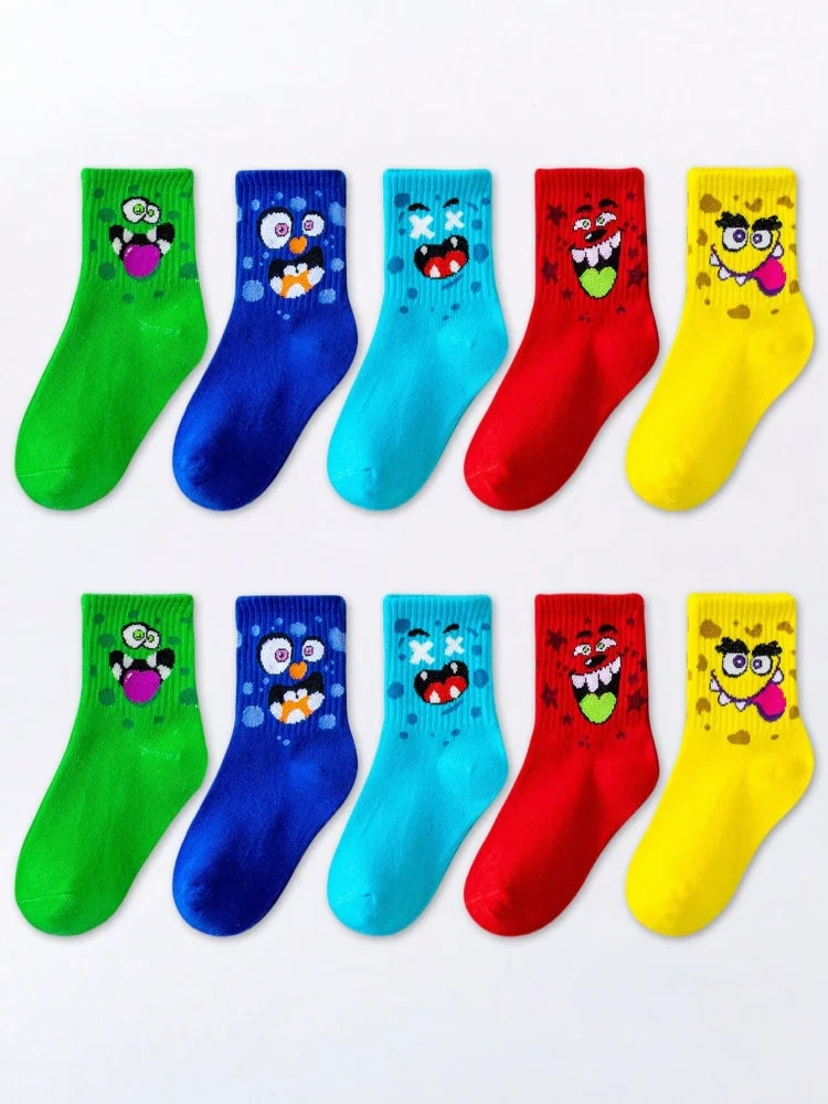 5 Pairs of Cute Toddler Socks for Boys and Girls in Spring, Summer, Autumn and Winter Soft and Breathable Four-Season Sports Socks