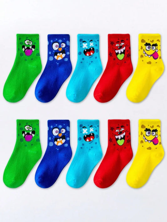5 Pairs of Cute Toddler Socks for Boys and Girls in Spring, Summer, Autumn and Winter Soft and Breathable Four-Season Sports Socks