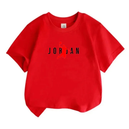 Summer Casual Kids T-shirt Breathable Cotton Jordan Print Short Sleeve Sport Tees Fashion Boy Girl Clothes