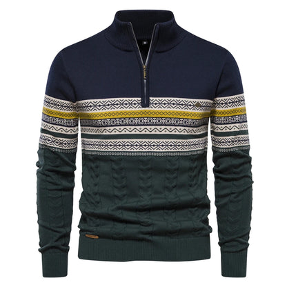 2023 New Autumn High Quality Zipper Pullers Men Warm Winter Cotton Sweaters for Men Ethnic Patterns Casual Mens Sweater
