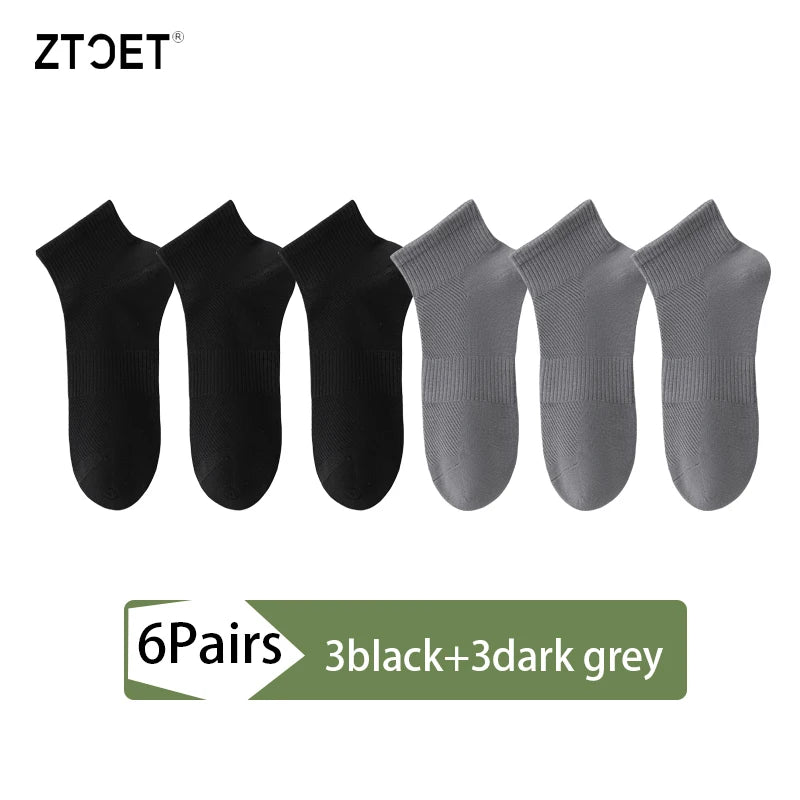 High Quality 6Pairs Men Socks Short Combed Cotton Mesh Breathable Odor proof and antibacterial Spring Summer for Male sock New