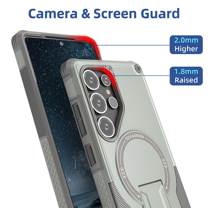 Fold Stand Holder Magnetic Armor Case For Samsung S26 S25 Ultra S24 Plus A26 A16 A56 Wireless Charging Bracket Shockproof Cover