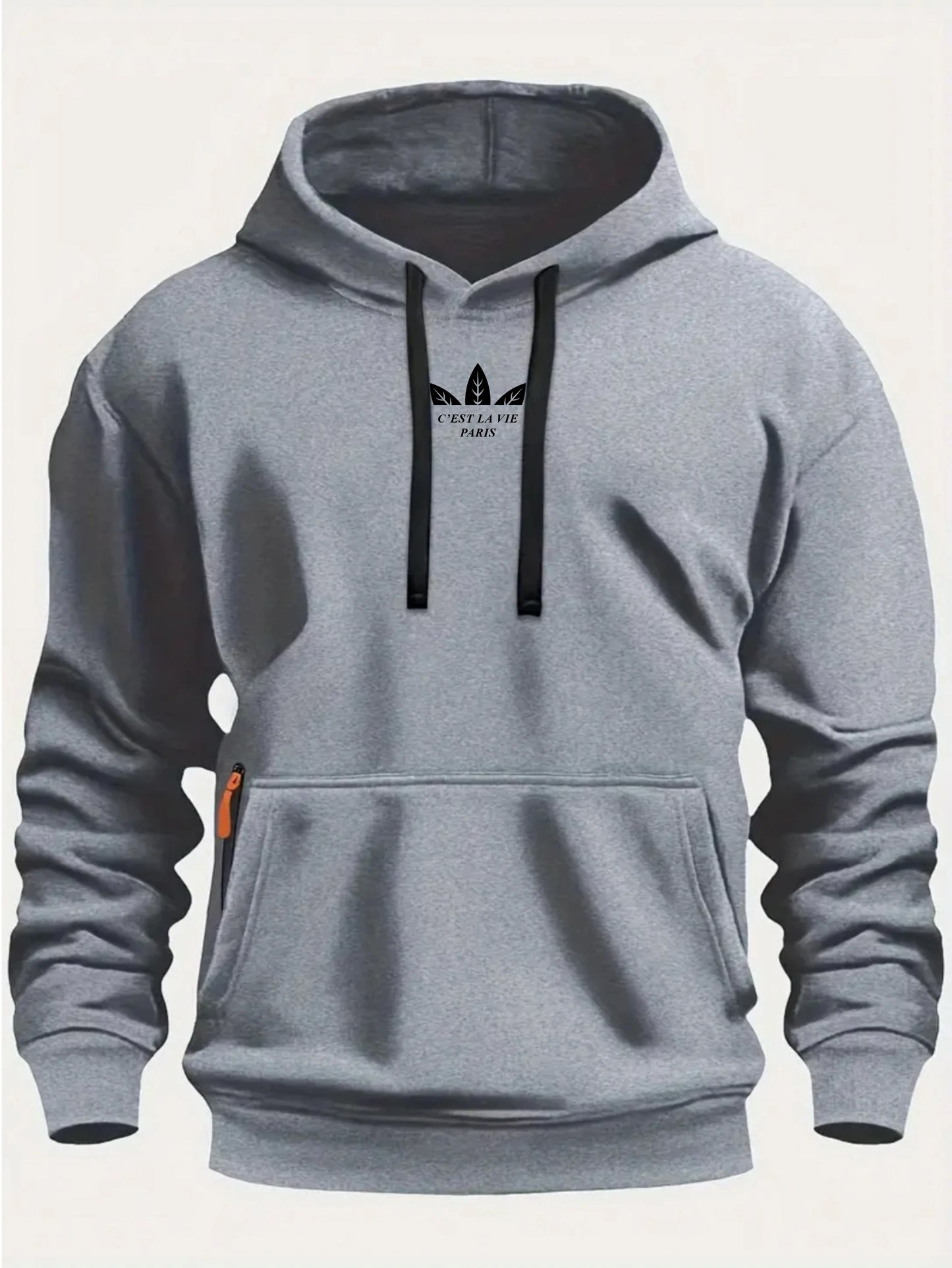 Autumn and Winter New Men's Printed Fleece Hoodie High Quality Solid Color Hoodie Men's Fashion Street Style Sportswear
