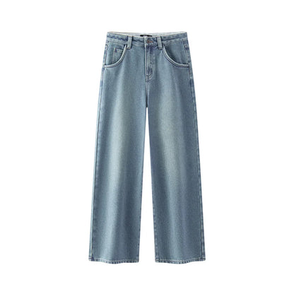 Semir Jeans Women Wide Leg Fleece Lined Comfortable High Waist Winter 2025 New Floor-Length Pants with Leg-Elongating Effect