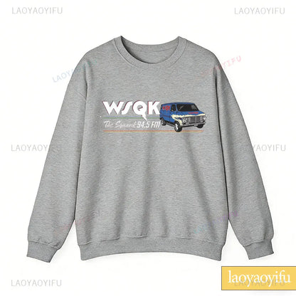WSQK The Squawk 94.5 FM Radio Sweatshirt Wsqk Unisex Sweatshirts Vintage Sci-fi Crewneck 80s Nostalgic Sweater Retro Shirt Gift