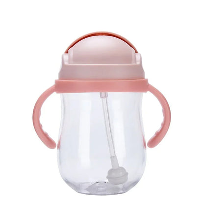 300ML Children's Drinking Water Bottle with Straw Baby Portable Bottle with Handle Outdoor Training Cup Mother Baby Products
