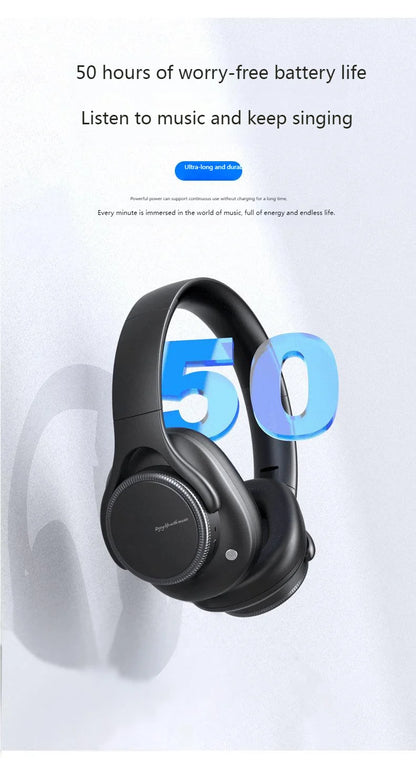 Rotary Volume Knob ANC Active Noise Cancelling Over-Ear Wireless Bluetooth6.0 Headphones Head Mounted Foldable Headset With Mic