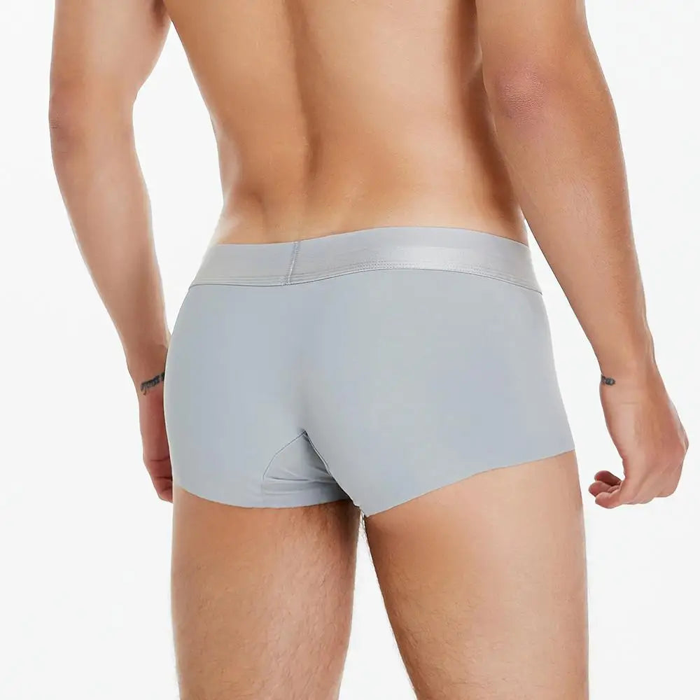 SEOBEAN New Ice Silk Boxers Men Underwear U Convex Pouch Solid Underpants Comfortable Breathable Thin Boxershorts