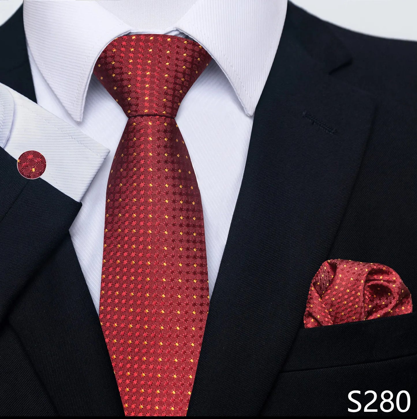 Mens Blue Gold Tie  Pocket Square Set - Wedding  Party Accessories