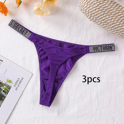 3PCS Victoria's Secret Lace Thongs Woman Comfortable Breathable Panty High Waist Women Underwear Sexy Lingerie Panties Seamless