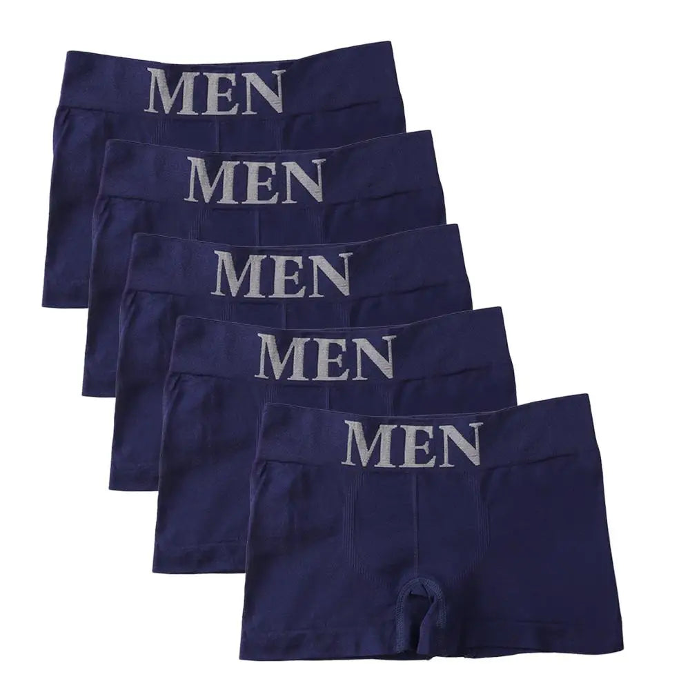 5PCS Thin High Elastic Men's Boxers Comfortable Plain Color Boxer Briefs Breathable Solid Underpants for Men