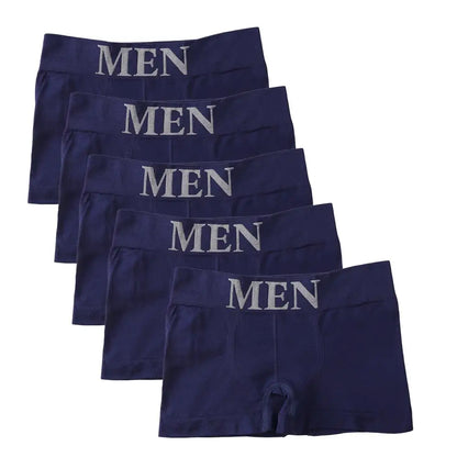 5PCS Thin High Elastic Men's Boxers Comfortable Plain Color Boxer Briefs Breathable Solid Underpants for Men