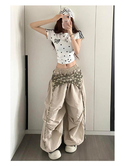 Designer Layering Cargo Pants Women Summer Lightweight Quick-Dry Jazz Dance Trousers Baggy Paratrooper Streetwear Wide Leg Pants