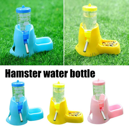 Automatic Small Animal Water Bottle Leak-Proof With Food Bowl - Hamster Guinea Pig Rat Drinking Water Dispenser